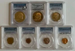 1974年 S US 7枚 プルーフコインセット（Ike Silver $1付き）~PCGS PR69DCAM~$1-50C-25C-10C-5C-1C
