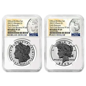 2023 S モーガン＆ピース 1ドルセット NGC リバース PF 69 早期リリース BX4-26,27
