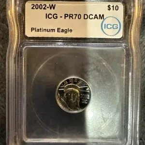 2002-W $10 プラチナ イーグル ICG PR70 DCAM コイン 1/10 コイン