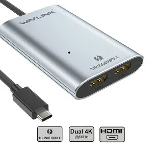 【Thunderbolt 3専用】WAVLINK Thunderbolt 3 デュアル4K/シングル5K HDMIアダプター｜高解像度映像出力｜DisplayPort1.2対応｜Mac/Windows対応｜HDMI対応｜スタイリッシュ筐体&ロングケーブル設計｜HDMIアダプタ