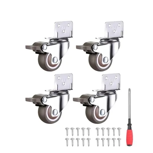 4pcs 2-inch L-shaped Small Rubber Casters With Ball Bearings 360-degree Plate Swivel Caster Wheels For Furniture, Etc. Casters W
