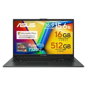 ASUS エイスース ノートパソコン Vivobook Go 15 [ 15.6型 / Win11 Home / Ryzen 3 / メモリ16GB / SSD512GB / Office ] ミックスブラック E1504FA-R3165BWS