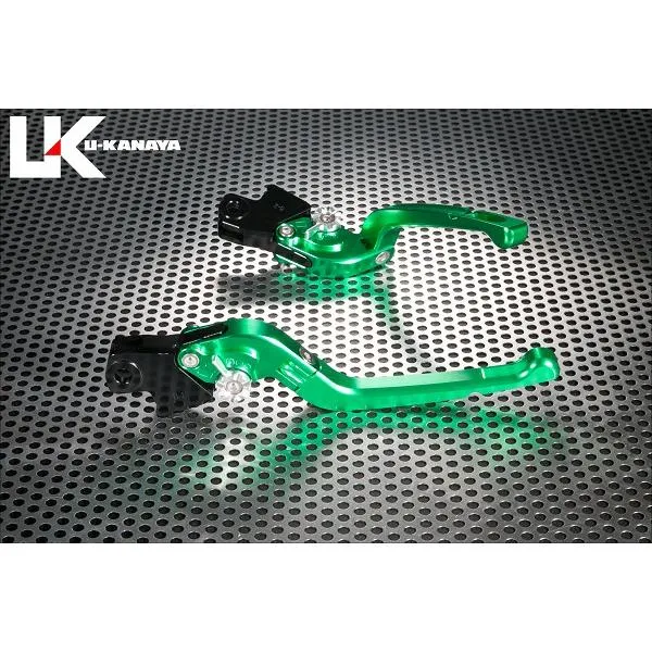 U-KANAYA ユーカナヤ 可倒式Rタイプ アルミビレットレバーセット アジャスターカラー：ブルー / レバーカラー：グリーン F800ST F800S BMW ブレーキレバー