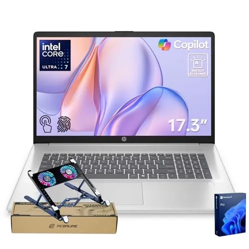HP Pro Business Copliot AI ノートパソコン 17.3インチタッチスクリーン、Ultra 7 255U、16GB DDR5、1TB SSD、Wi-Fi 6、ウェブカメラ、バックライトキーボード、指紋リーダー、PCOノートパソコンクー