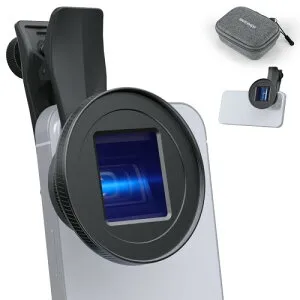NEEWER 1.55倍スマホカメラレンズ ブルーフレアアナモルフィックレンズ 17mmネジ/クリップ付き 4枚4群 2.4:1 ワイドスクリーン 映画効果 モバイル写真効果 iPhone/Android用レンズ コンパチブル Ga