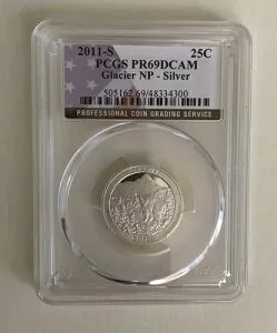 2011-S 25セント ステートクォーター グレイシャー PCGS PR69 DCAM 90% シルバー