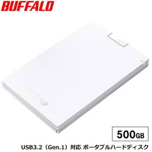 バッファロー MiniStation HD-PCGU3-Aシリーズ [USB3.1(Gen.1)対応 ポータブルHDD ブラック/ホワイト /500GB/1TB/2B]