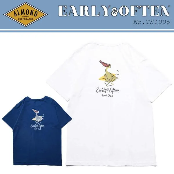 24 SS Almond アーモンド Tシャツ EARLY&OFTEN 半袖 トップス 夏服 コットン サーフィン メンズ 2024年春夏 TS1006 日本正規品