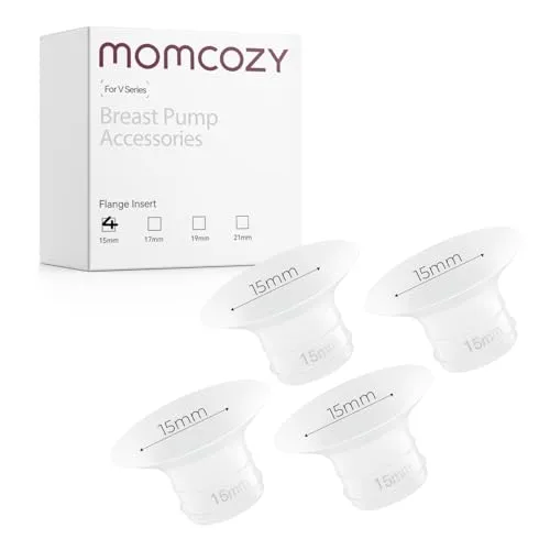 Momcozy フランジインサート15mm Momcozy V1 Pro/V2 Pro搾乳器専用オリジナルV1 Pro/V2 Pro搾乳器交換用アクセサリー、4個(15mm)