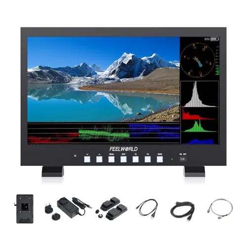 FEELWORLD FVM215 1000 Nits 21.5インチ放送モニター 波形、3D LUT、8ビット色深度、4K60Hz HDMI & 3G-SDI 入出力