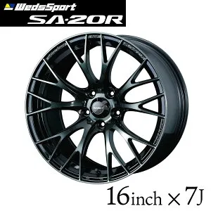 ウェッズスポーツ SA-20R 16インチ 7J インセット48/42/52 5穴 PCD 100 114.3 ウォースブラッククリアー WBC WedsSport SA20R ウェッズ 単品 1本 代引き不可