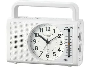 【マラソン限定★ポイント2倍】リズム 目覚まし時計 手回し充電ラジオライト付 4RQ002-003 置き時計 時計