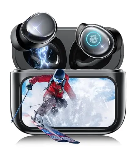 イヤホン bluetooth ワイヤレスイヤホン 【2026年衝撃作Bluetooth6.0・多機能タッチスクリーン】 ブルートゥースイヤホン 最大60時間再生 ANC+ENC対応 スリープモード 3g超軽量 5EQモード クリア通話 HI-FI音質 Ty