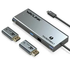WAVLINKthunderbolt3ドッキングステーション/デュアルディスプレイ4K@60Hz/シングル5K@60HzUSB3.0ポート/ギガビット/2XDPポート/2XActiveDisplayPort-HDMI2.0アダプタ付き/