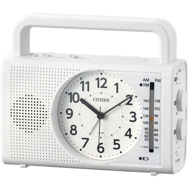 【メーカー在庫あり】 4RQ002-003 4RQ002003 リズム(株) シチズン 防災クロック ラジオ 充電 発電 ライト付き スマホ対応 白 HD店