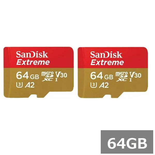 (2セット) サンディスク マイクロSD MicroSDXC SDSQXAH-064G-GN6MN Extreme 64GB 並行輸入品