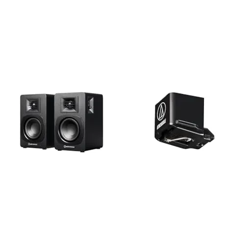 【セット買い】オーディオテクニカ AT-SP3X ブックシェルフ スピーカー レコードプレーヤー Bluetooth モニタースピーカー アクティブ RCA入力 マルチポイント対応 ブラック + ATN3600LE 交換針【国内正規品】レコードプレーヤー