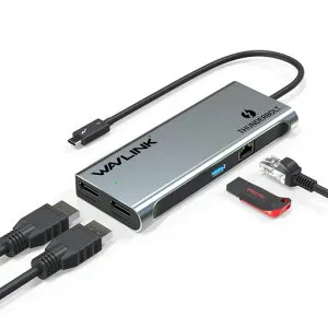 WAVLINKThunderbolt3MiniDockドッキングステーション/デュアル4K/最大5Kディスプレイ出力/2xDP出力ポート/THB3USB-Cポート/USB3.0Aポート/ギガビットイーサネットポート搭載、Windows