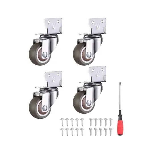 4pcs 2-inch L-shaped Small Rubber Casters With Ball Bearings 360-degree Plate Swivel Caster Wheels For Furniture, Etc. Casters W