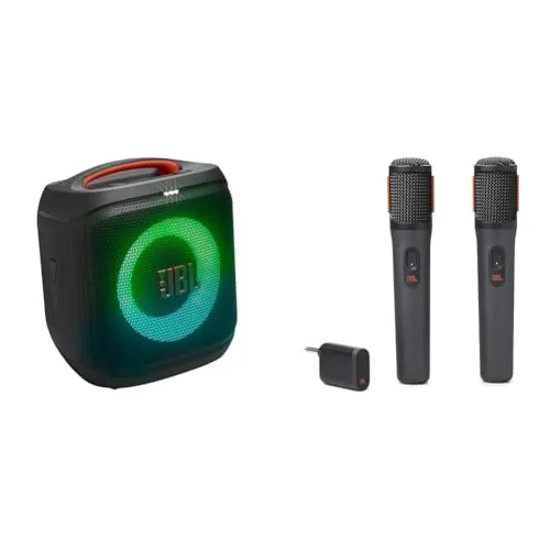 【セット買い】JBL PARTYBOX ENCORE ESSENTIAL 2 Bluetoothスピーカー ワイヤレス バッテリー搭載 最大15時間再生 IPX4 Auracast対応 ブラック JBLPBENCOREESS2JN + PartyBox W