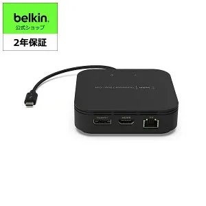 Belkin CONNECT Thunderbolt 3 Dock Core 7 in 1ドッキングステーション Macbook Pro / Macbook Air / iPad Pro / iMac / Windows 10対応 4Kデュアルディスプレイ対応 最大5K/60Hz DisplayPort1.4/HDMI2.0 USB-C PD 60W出力 1Gbpsイーサネ