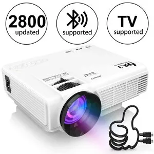 プロジェクター ミニ コンパクト 最大170インチ DR. J Professional HI-04 1080P Supported Mini Projector with 170 Display - 40,000 Hours LED Full HD Video Projector, Compatible with HDMI,USB,SD 家電