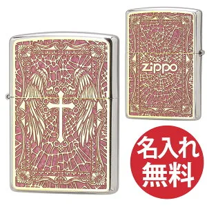 【名入れ無料】zippo ジッポ ジッポー 2MPP Cross PK GP & Paint ピンク ゴールド 200 Flat Bottom Metal Paint Plate フラットボトム メタルペイントプレート zippoレギュラー クロス 十字架 【RCP】