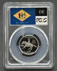 素晴らしいアメリカ製 1999-S 25C グレードシルバー デラウェア プルーフ クォーター PCGS PR69DCAM