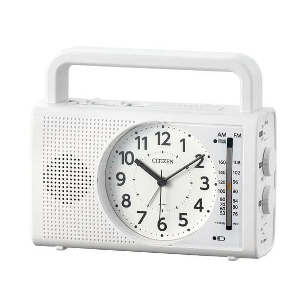 リズム 目覚まし時計 手回し充電ラジオライト付 4RQ002-003 置き時計 時計
