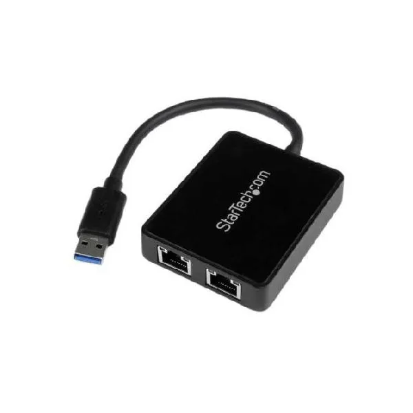 StarTech Network USB32000SPT USB3.0 Dual Port Gigabit Ethernet Adapter - NEW - Retail - USB32000SPT_並行輸入