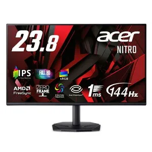 Acer 23.8インチ フルHD 144Hz 1ms(VRB) IPS 非光沢 sRGB 99% AMD FreeSync ブラックブースト VRB対応 ブルーライト低減 HDMI 1.4 DisplayPort v1.2 ゲームビューテクノロジー Acer Display Widget 6軸カラー調整 VESAマ
