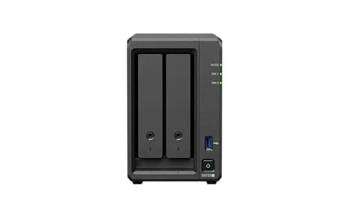 Synology DiskStation DS725+ 2ベイ 3.5インチディスクレス 1 x 1GbE + 1 x 2.5GbE、NAS (スケーラブル)、AMD Ryzen R1600 デュアルコア、4GB RAM、1xUSB3。