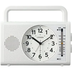 【CITIZEN】4RQ002-003 リズム 防災クロック 多機能めざまし時計 AM/FMラジオ ワイドFM(FM補完放送)対応 充電器 懐中電灯 手回し発電機 【防災時計】