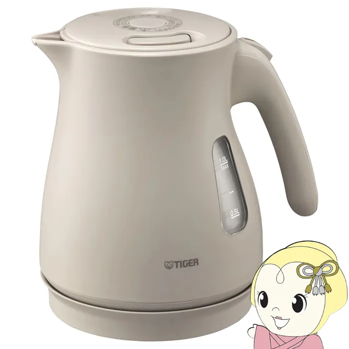 タイガー QUICK＆SAFE＋ 蒸気レス電気ケトル 1L アーバンベージュ PCV-A100-CU