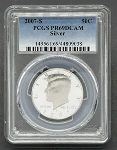 素晴らしいアメリカ製 2007-S 50C グレード ケネディ銀貨 プルーフコイン PCGS PR69DCAM