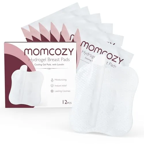 Momcozy Hydrogel Nipple Pads with Lanolin, Soothies Gel Nursing Pads Instant Cooling Relief for Sore Nipples, Breastfeeding Esse