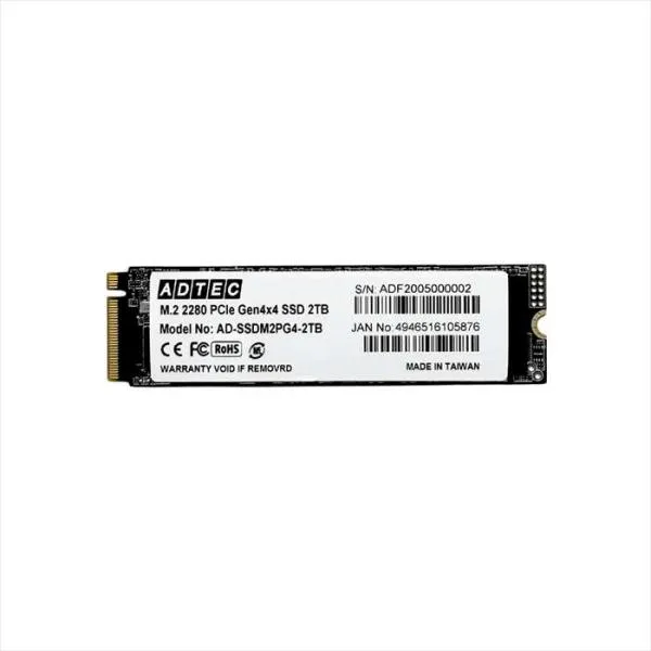 代引不可 SSD M.2 NVMe PCIe Gen4x4 (2280) 2TB ADTEC AD-SSDM2PG4-2TB