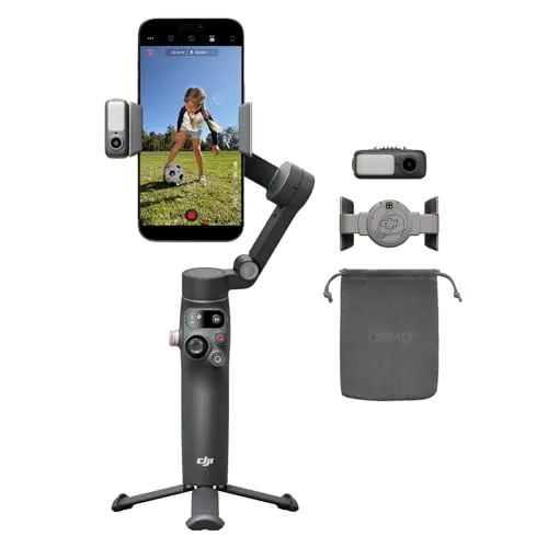 DJI Osmo Mobile 8 アドバンストトラッキングコンボ スマートフォン用ジンバルスタビライザー、AIネイティブトラッキング＆音声収録・照明搭載、360°パン軸回転、延長ロッド＆三脚内蔵、10時間バッテリー、延長ロッド、堅牢な3軸手ブレ補正