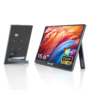 MT-VIKI15.6インチポータブルモニター1920x1080FHDIPS液晶、スタンド付き超薄型持ち運びモニターMac/PC/Laptop/PS3/PS4/PS5/Xbox対応